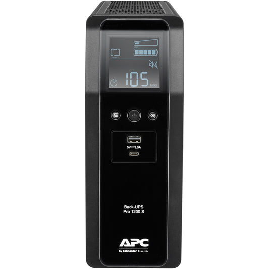 APC Back-UPS Pro 1200S. 1200 VA. 230 V. Sinusni val. AVR. LCD. 8 IEC utičnica (2 sa zaštitom od prenapona). Linijski interaktivni. 1,2 kVA. 720 W. Sinusni val. C13 spojnica. 8 AC utičnica.