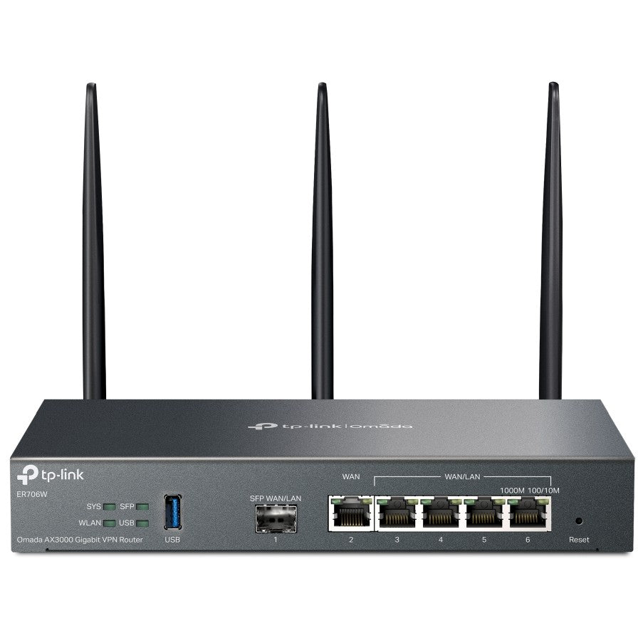 TP-Link Omada ER706W. Dvofrekventni (2,4 GHz/5 GHz). Ethernet/LAN. Crni. Desktop/stubni ruter.