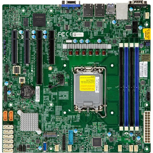 Supermicro X13SCL-FB Bulk. Intel. LGA 1700. Intel® Pentium® G. Intel® Xeon®. DDR5 SDRAM. 128GB. DIMM