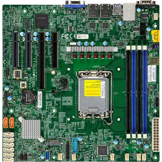 Supermicro X13SCL-FB Bulk. Intel. LGA 1700. Intel® Pentium® G. Intel® Xeon®. DDR5 SDRAM. 128GB. DIMM