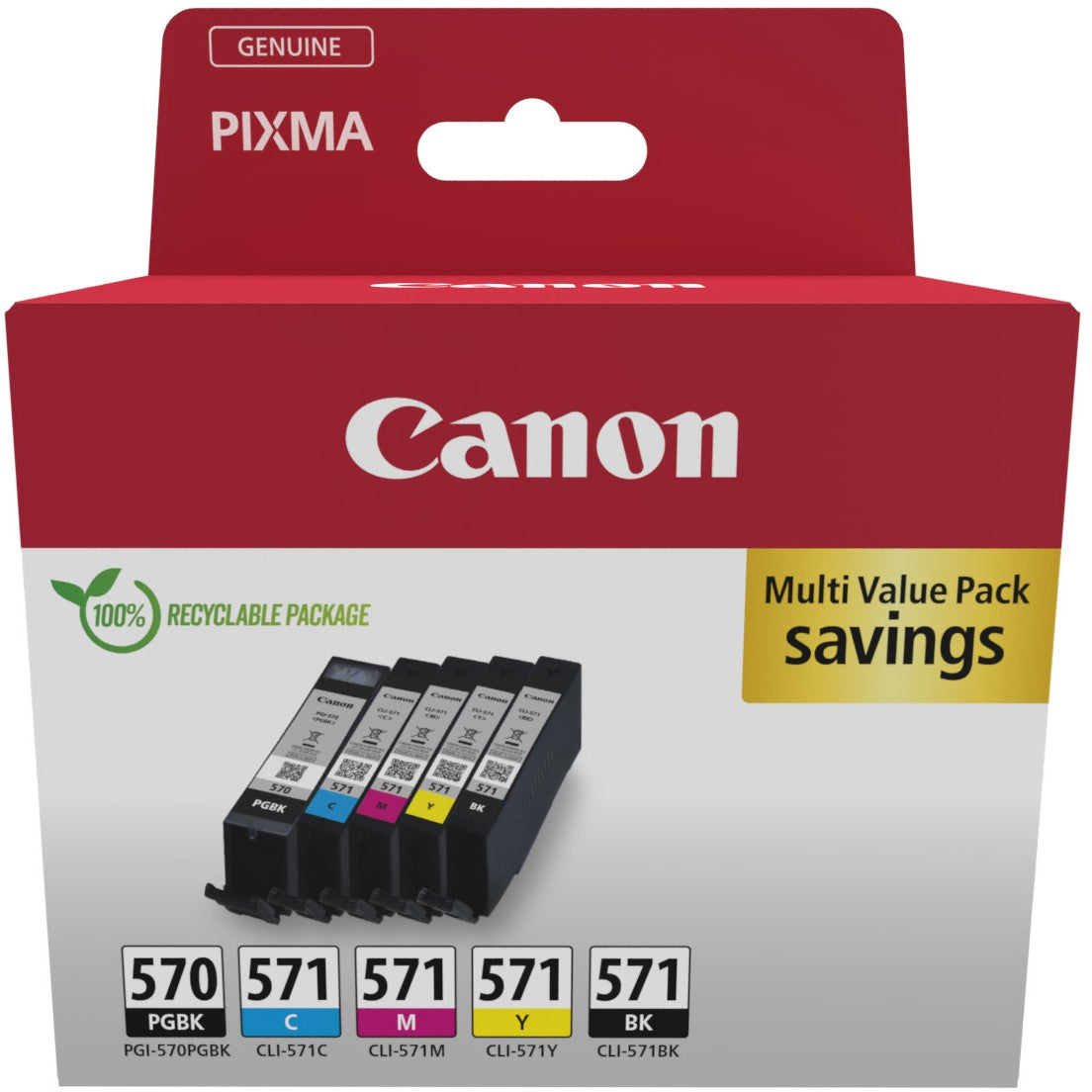 Canon PGI-570/CLI-571 PGBK/C/M/Y/BK višepakovanje. Crna. Cijan. Magenta. Žuta. 5 komada. Višepakovanje