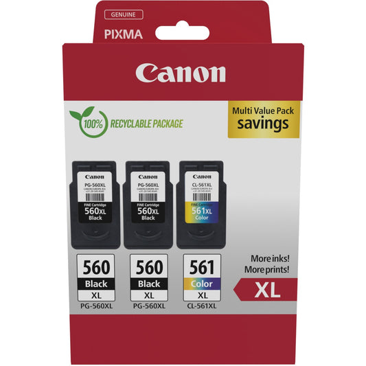 Canon PG-560XL x2/CL-561XL trostruko pakovanje. Visok (XL) kapacitet. Crna. Cijan. Magenta. Žuta. 3 komada. Višestruko pakovanje