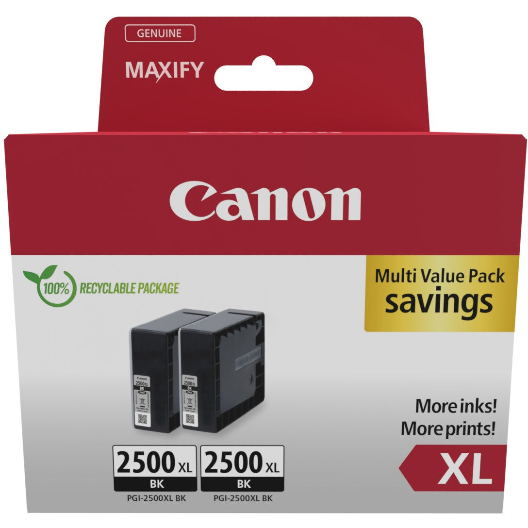 Canon PGI-2500XL BK Dvostruko pakovanje. Crna. 2 komada. Dvostruko pakovanje