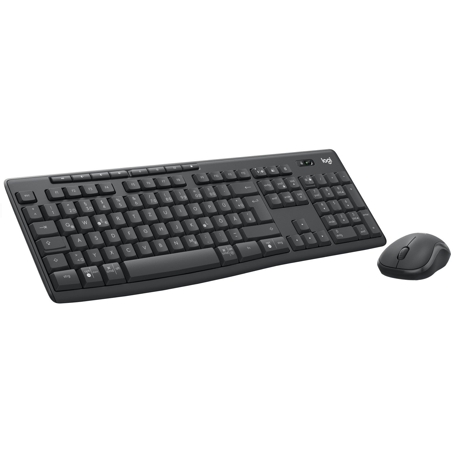 Logitech 920-012065. Bežični. Bluetooth. Membranski prekidač. QWERTZ raspored. Grafit. Miš uključen.