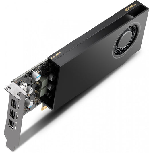 PNY RTX A1000. RTX A1000. 8GB. GDDR6. 128 bita. 7680 x 4320 piksela. PCI Express x8 4.0