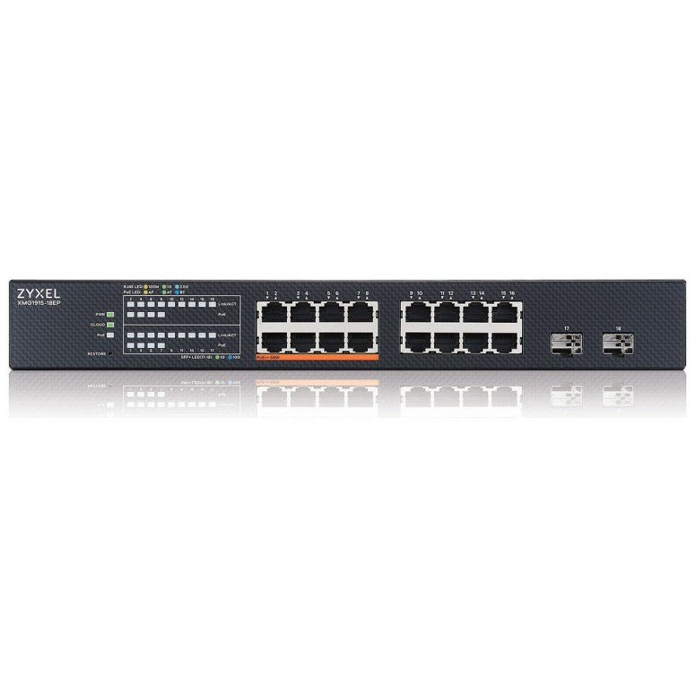 Zyxel XMG1915-18EP. Upravljani. L2. 2.5G Ethernet (100/1000/2500). Napajanje preko Etherneta (PoE). Ugradnja u rack.
