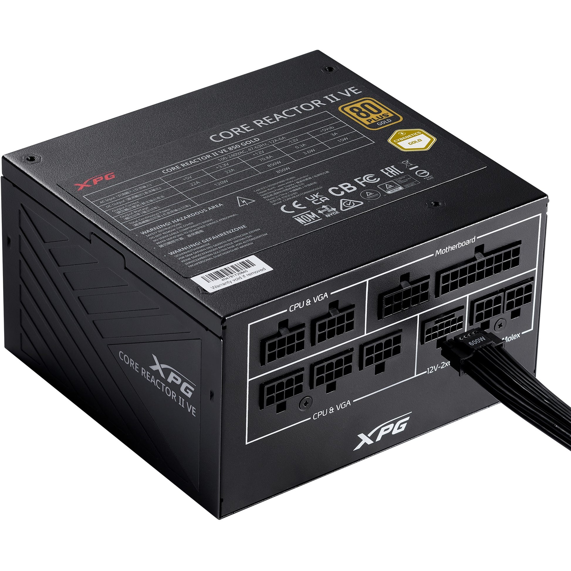 XPG COREACTOR II VE napajanje od 750 W. 750 W. 100 - 240 V. 47 - 63 Hz. 10 A. 20 A. 62,5 A