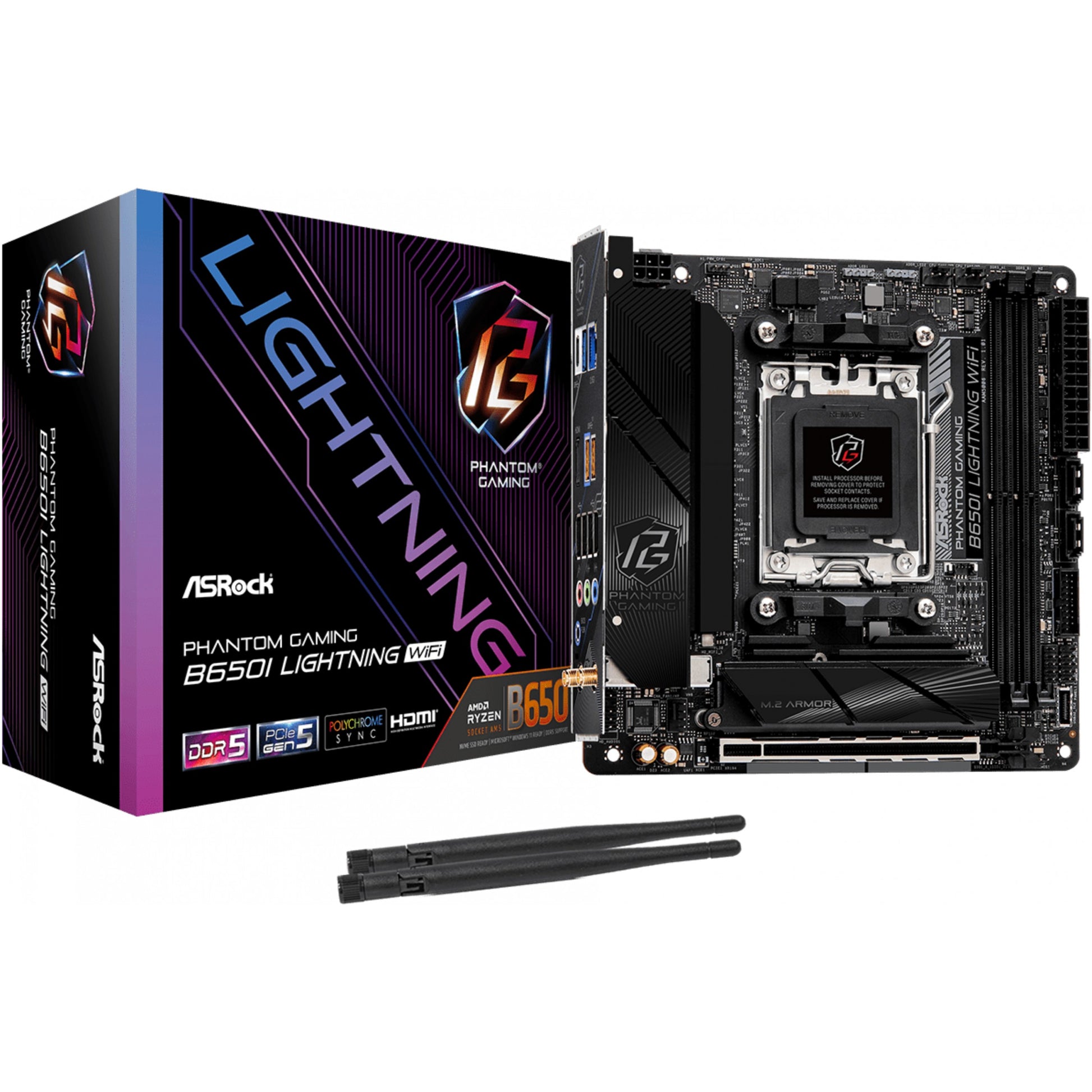 Asrock B650I Lightning WiFi. AMD. Podnožje AM5. AMD Ryzen 7000 serija. DDR5 SDRAM. 96GB. DIMM