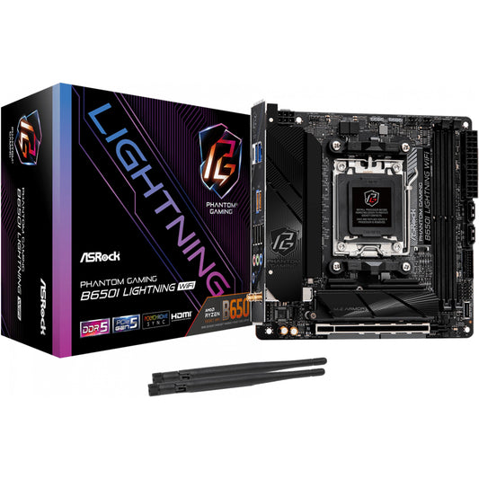 Asrock B650I Lightning WiFi. AMD. Podnožje AM5. AMD Ryzen 7000 serija. DDR5 SDRAM. 96GB. DIMM