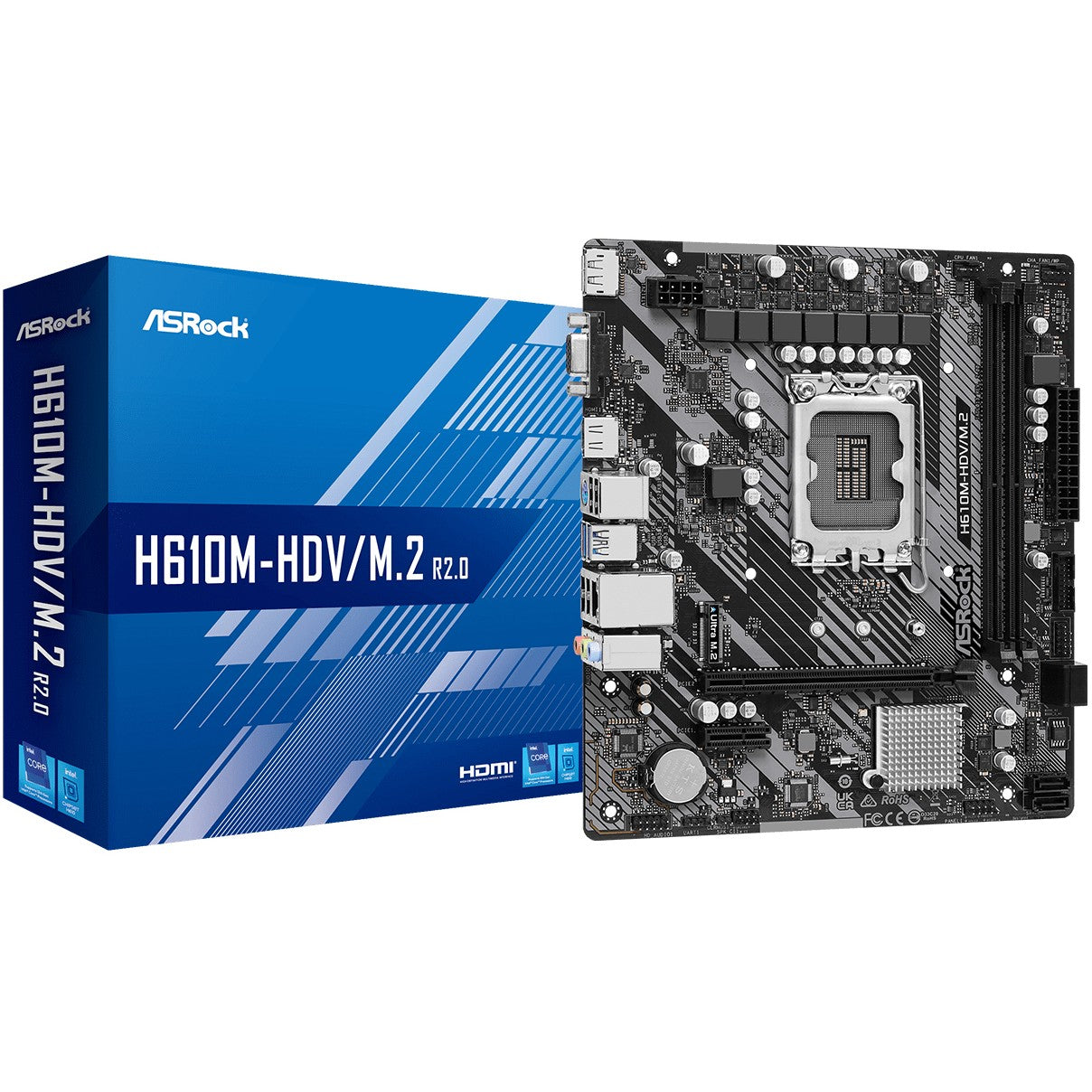 Asrock H610M-HDV/M.2 R2.0. Intel. LGA 1700. Intel® Celeron® G. Intel® Core™ i3. Intel® Core™ i5. Intel® Core™ i7. Intel® Core™.... LGA 1700. DDR4 SDRAM. 64 GB