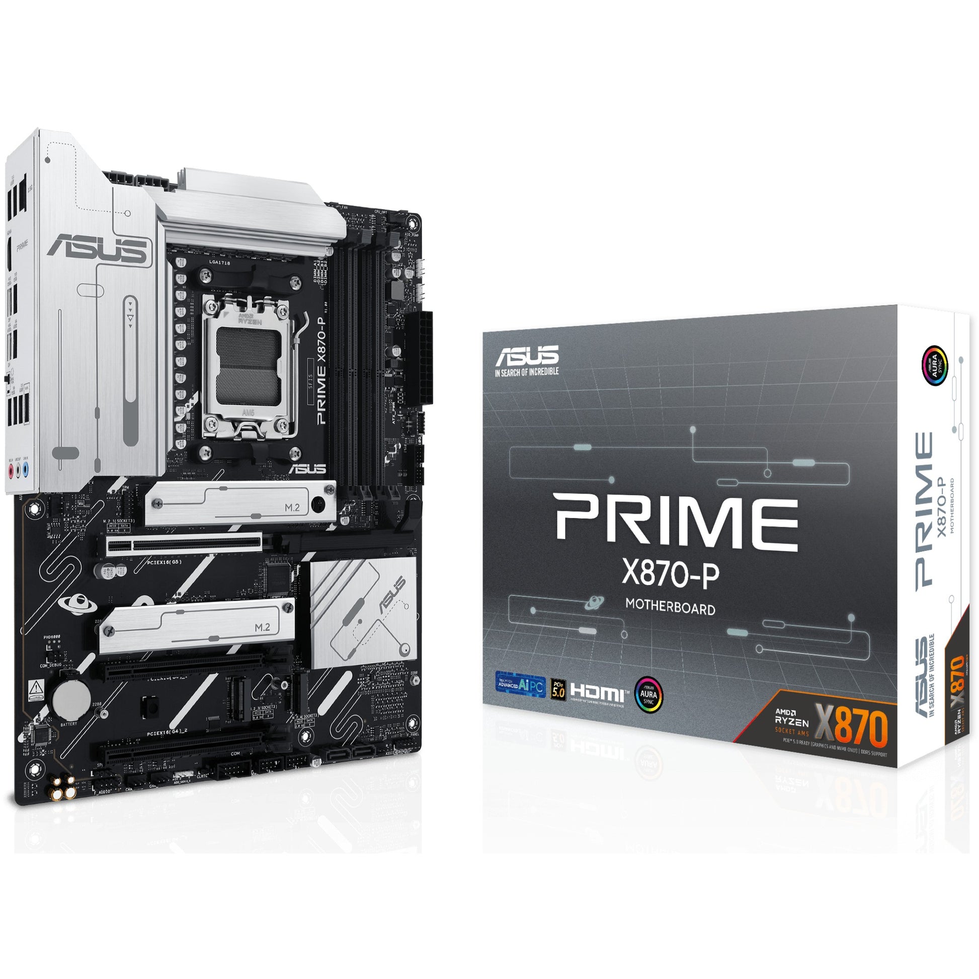 ASUS PRIME X870-P. AMD. Podnožje AM5. AMD Ryzen 7000 serija. AMD Ryzen 8000 serija. AMD Ryzen 9000 serija. Podnožje AM5. DDR5 SDRAM. 192GB