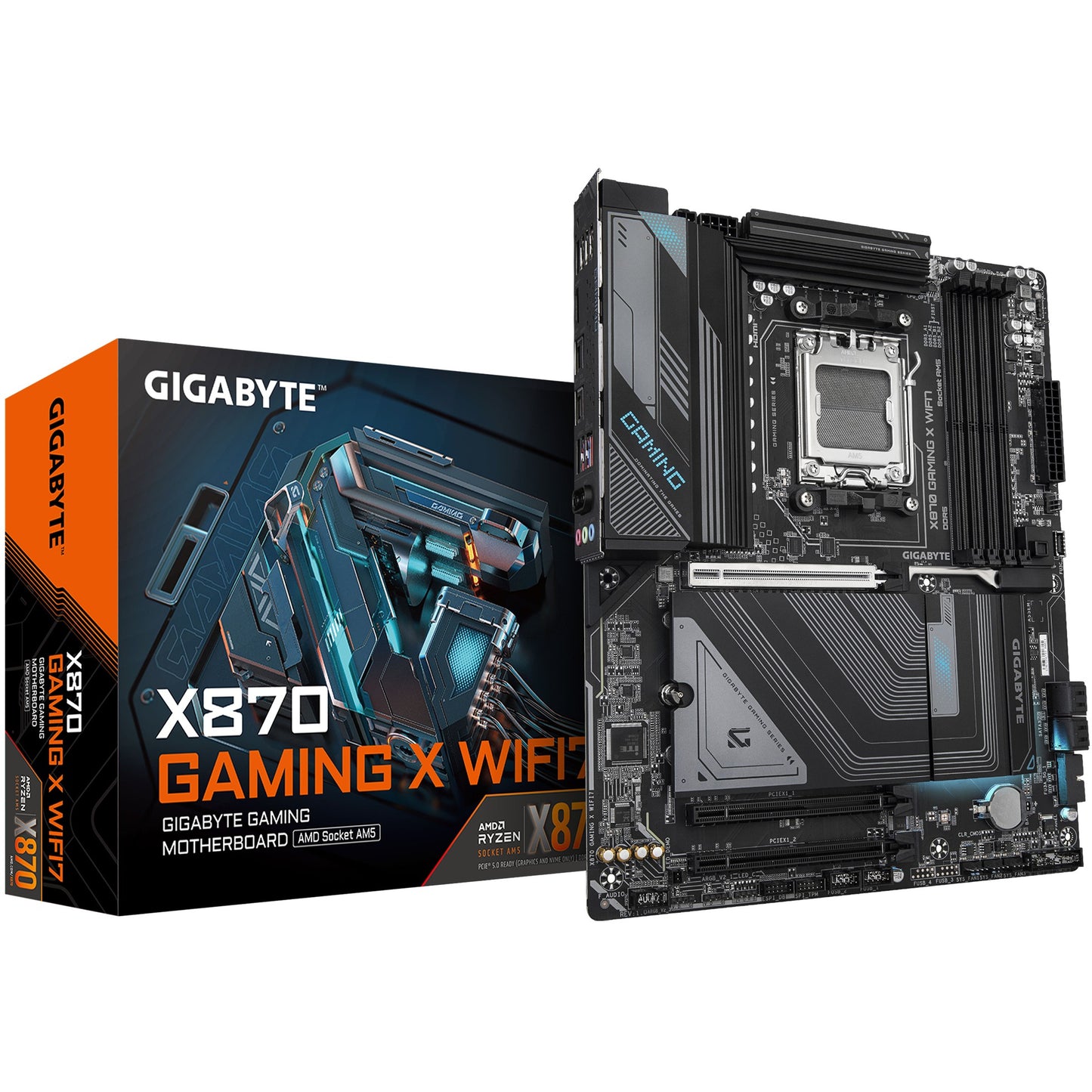 GIGABYTE X870 GAMING X WIFI7 matična ploča - Podržava AMD Ryzen 9000 procesore. 16+2+2 fazni VRM. Do 8000MHz DDR5 (OC). 1x PCIe 5.0 + 2x PCIe 4.0. Wi-Fi 7. 2.5GbE LAN. USB 4. AMD. Podnožje AM5. AMD Ryzen 7000 serija. AMD Ryzen 8000 serija. AMD Ryzen 9000 serija. Podnožje AM5. 256 GB DDR5 SDRAM.