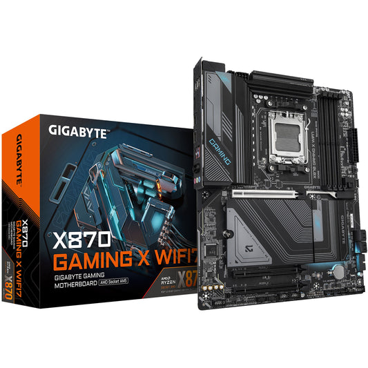 GIGABYTE X870 GAMING X WIFI7 matična ploča - Podržava AMD Ryzen 9000 procesore. 16+2+2 fazni VRM. Do 8000MHz DDR5 (OC). 1x PCIe 5.0 + 2x PCIe 4.0. Wi-Fi 7. 2.5GbE LAN. USB 4. AMD. Podnožje AM5. AMD Ryzen 7000 serija. AMD Ryzen 8000 serija. AMD Ryzen 9000 serija. Podnožje AM5. 256 GB DDR5 SDRAM.