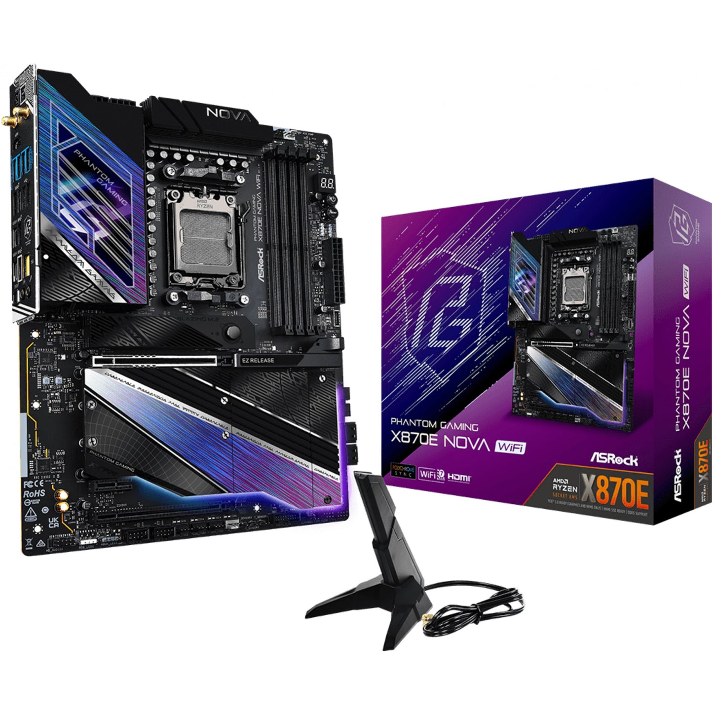 Asrock MK X870E NOVA WIFI. AMD. Podnožje AM5. AMD Ryzen 7000 serija. AMD Ryzen 8000 serija. AMD Ryzen 9000 serija. DDR5 SDRAM. 256GB. DIMM