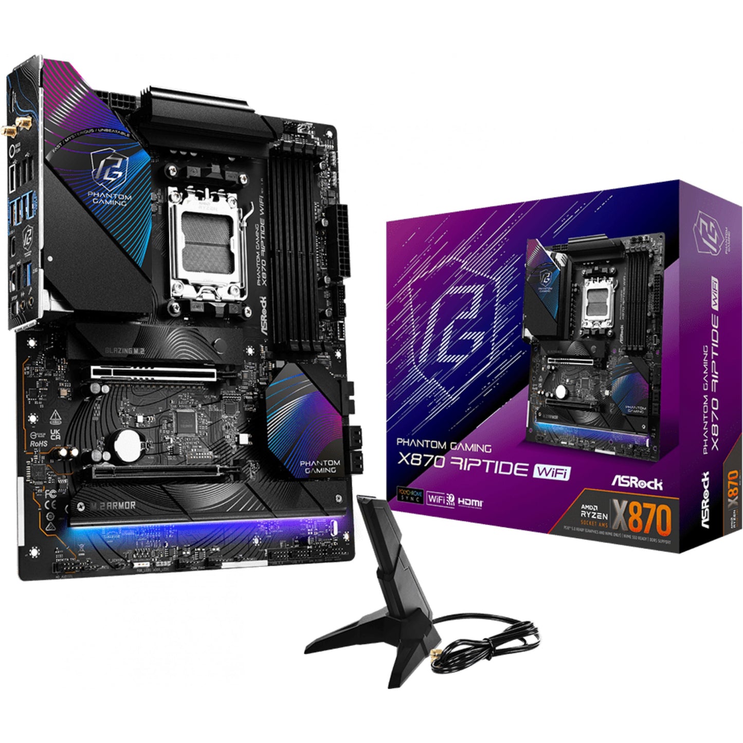 Asrock X870 Riptide WiFi. AMD. Podnožje AM5. AMD Ryzen 7000 serija. AMD Ryzen 8000 serija. AMD Ryzen 9000 serija. DDR5 SDRAM. 256GB. DIMM