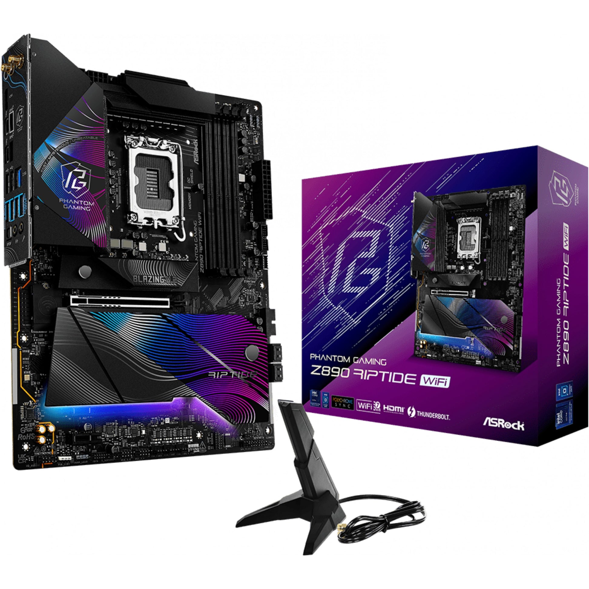 Asrock Z890 Riptide WiFi. Intel. LGA 1851 (Socket V1). Intel Core Ultra (Serija 2). DDR5 SDRAM. 256GB. DIMM