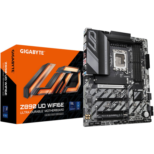 GIGABYTE Z890 UD WIFI6E matična ploča - Podržava Intel Core Ultra (Serija 2) procesore. 12+1+2 fazni VRM. Do 8800MHz DDR5 (OC). 1x PCIe 5.0 + 2x PCIe 4.0. Wi-Fi 6E. 2.5GbE LAN. USB 4. Intel. LGA 1851 (Socket V1). Intel Core Ultra (Serija 2). LGA 1851. 256 GB DDR5 SDRAM.