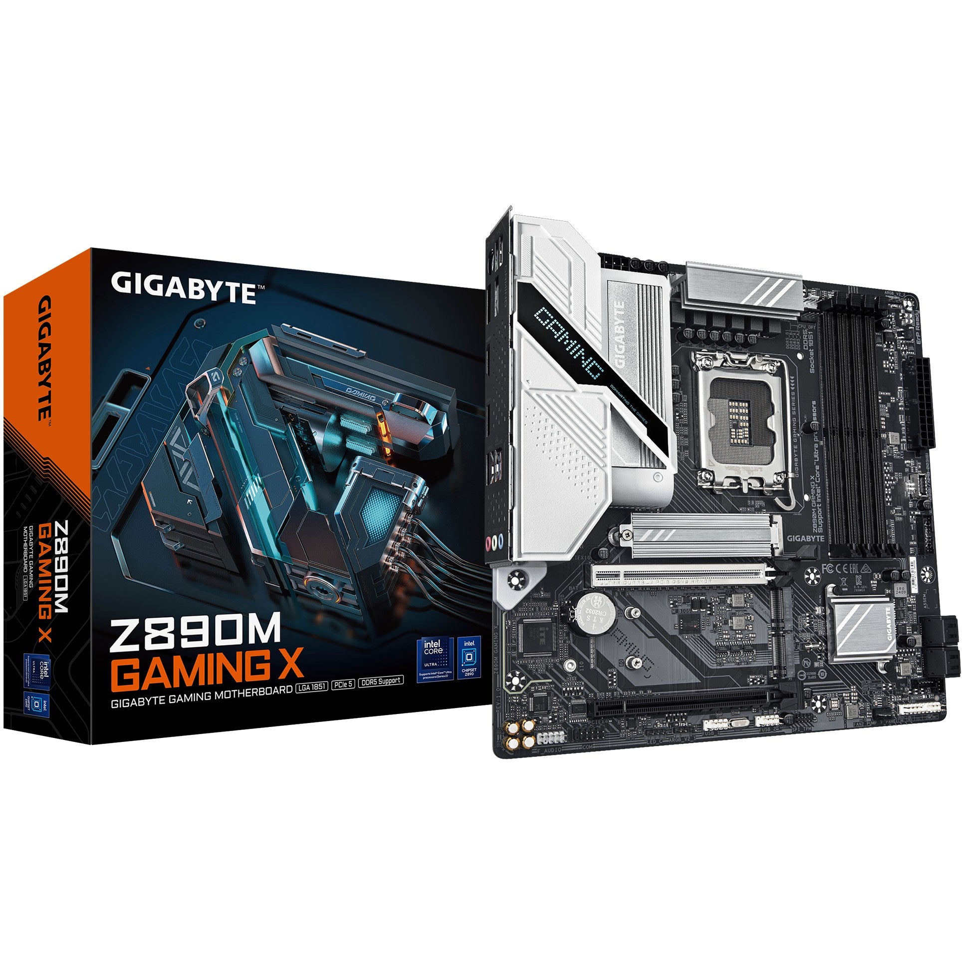 GIGABYTE Z890M GAMING X matična ploča - Podržava Intel Core Ultra (Serija 2) procesore. 8+1+2 fazni VRM. Do 8800MHz DDR5 (OC). 1x PCIe 5.0 + 2x PCIe 4.0. 2.5GbE LAN. USB 3.2 Gen 1. Intel. LGA 1851 (Socket V1). Intel Core Ultra (Serija 2). LGA 1851. 256 GB DDR5 SDRAM.