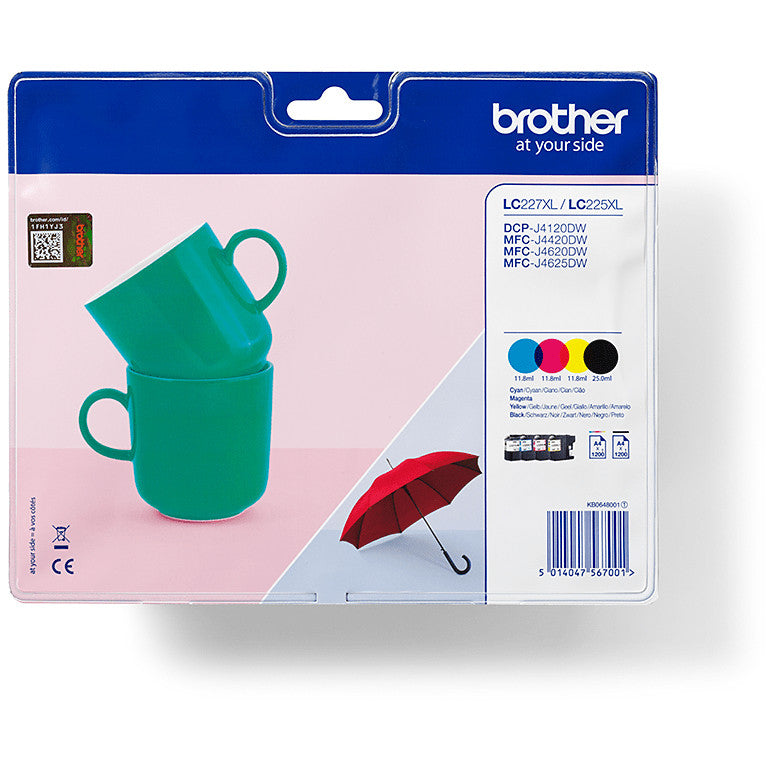 Brother LC-227XLVALBP. Crna. Cijan. Magenta. Žuta. 4 komada. 1200 stranica. 1200 stranica. Višestruko pakovanje