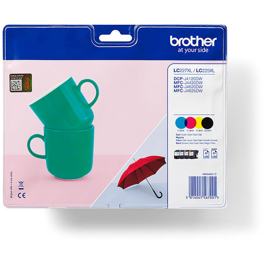 Brother LC-227XLVALBP. Crna. Cijan. Magenta. Žuta. 4 komada. 1200 stranica. 1200 stranica. Višestruko pakovanje