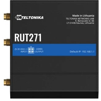 Teltonika RUT271. Ruter za mobilne mreže. Crni. Aluminij. Plastika. Montaža na DIN šinu/zid. Industrijski. Brzi Ethernet.