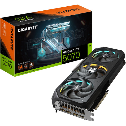 GIGABYTE GeForce RTX 5070 GAMING OC 12G grafička kartica - 12GB GDDR7. 192 bita. PCI-E 5.0. Takt jezgra 2625MHz. 3 x DP 2.1a. 1 x HDMI 2.1b NVIDIA DLSS 4. GV-N5070GAMING OC-12GD. GeForce RTX 5070. 12GB. GDDR7. 192 bita. 7680 x 4320 piksela. PCI Express x16 5.0