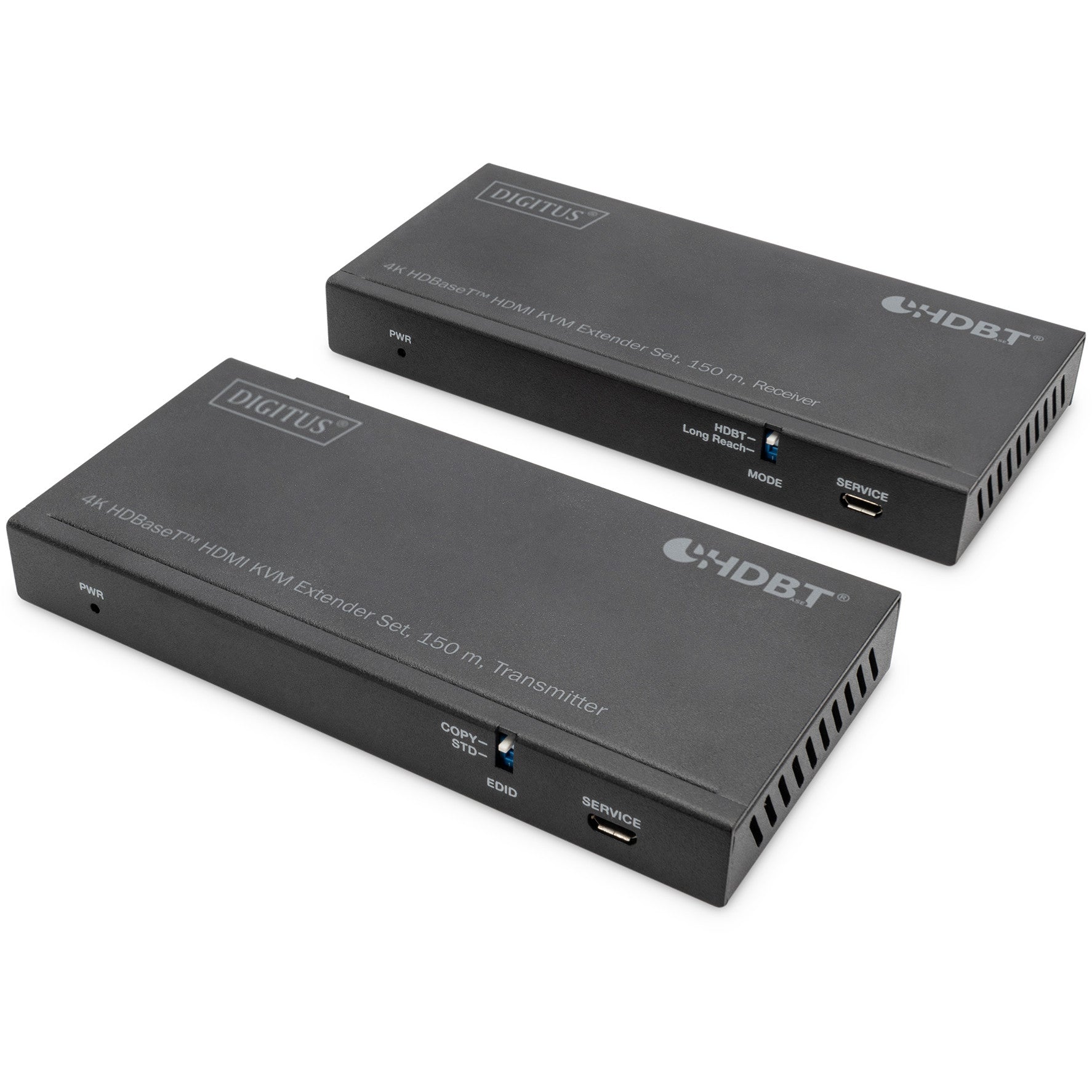 Digitus 4K HDBaseT™ 2.0 HDMI KVM set produživača. 150 m. Predajnik i prijemnik. Žični. 150 m. Cat6a. Cat7. Cat8. 60 Hz. Crni.