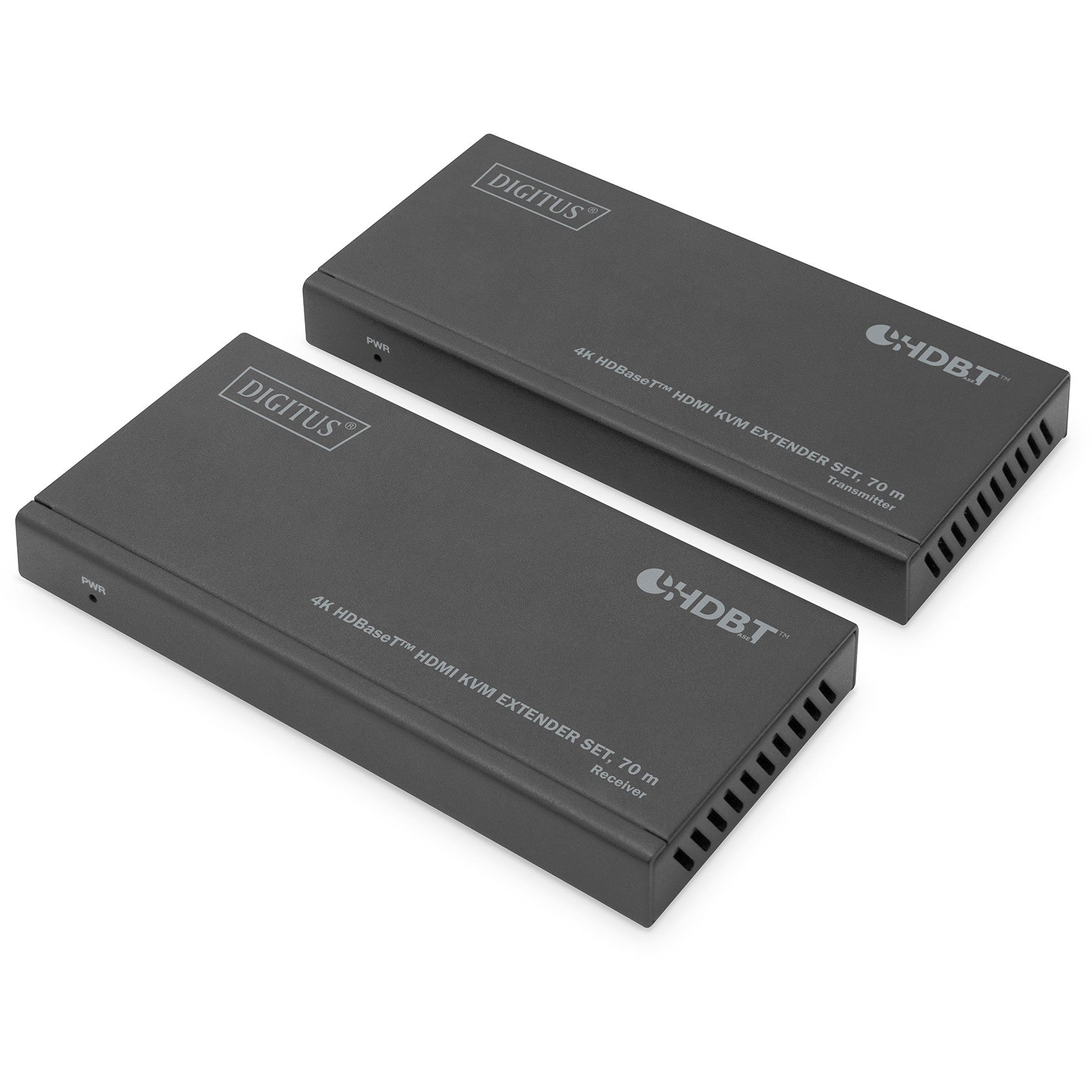 Digitus 4K HDBaseT™ HDMI KVM set produživača. 70 m. Predajnik i prijemnik. Žični. 70 m. Cat6. Cat6a. Cat7. Cat8. 3840 x 2160 piksela. Crni.