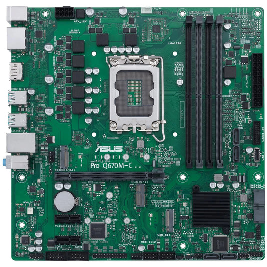 ASUS PRO Q670M-C-CSM. Intel. LGA 1700. Intel® Celeron®. Intel® Core™ i3. Intel® Core™ i5. Intel® Core™ i7. Intel® Core™ i9..... LGA 1700. 128 GB. DDR5 SDRAM