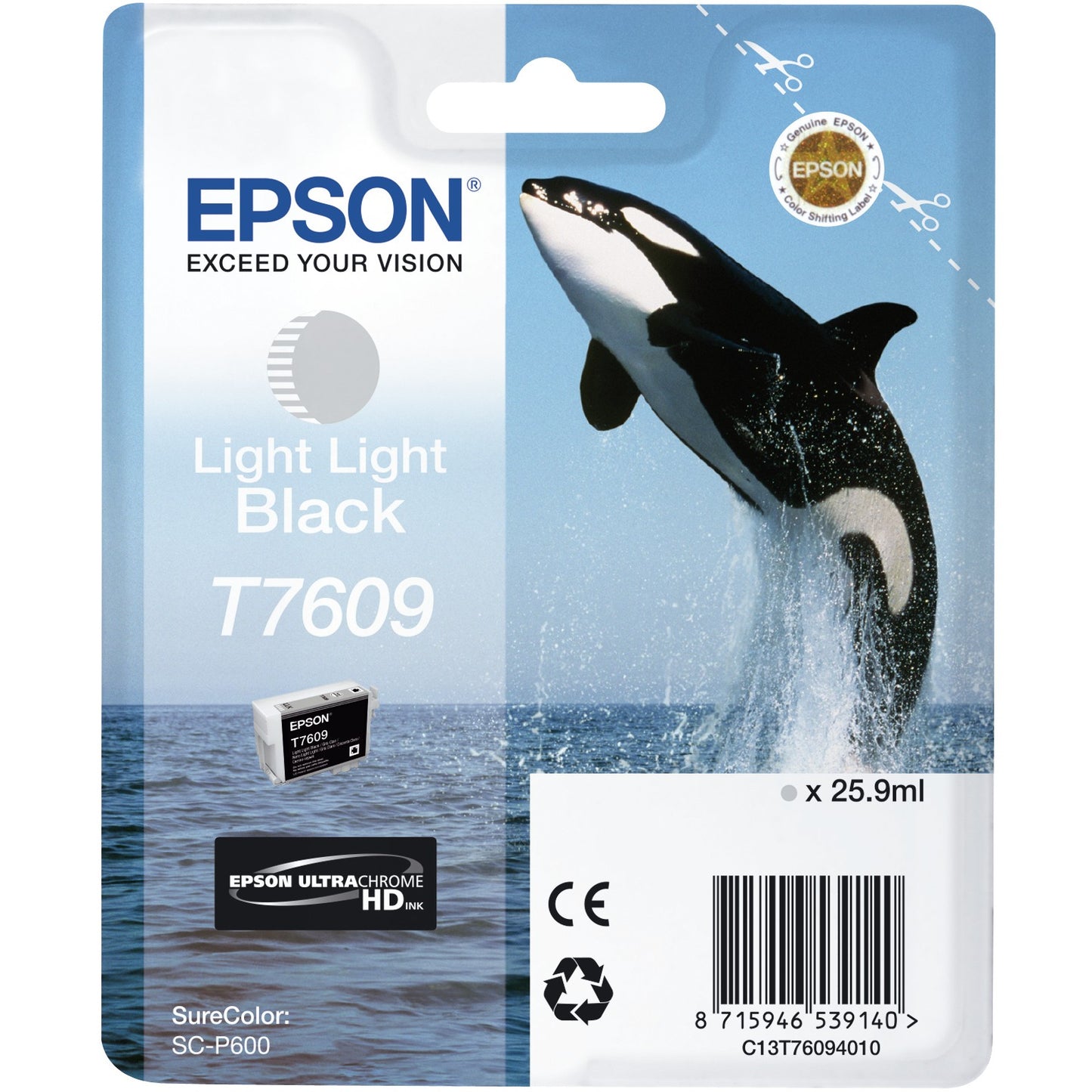 Epson T7609 Svijetlo crna. Tinta na bazi pigmenta. 1 komad.