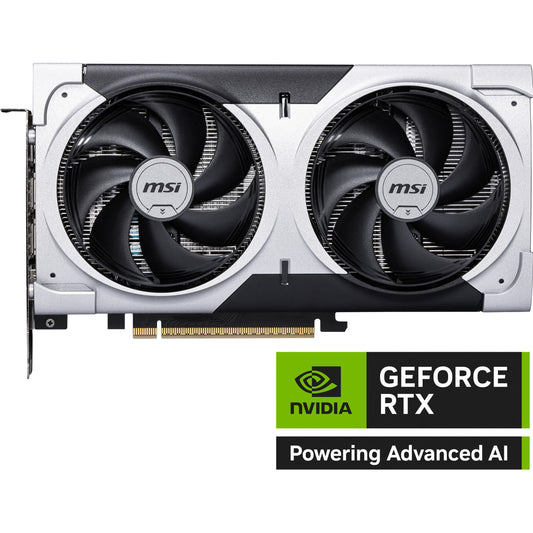 MSI GeForce RTX 5060 TI 8G VENTUS 2X OC PLUS. GeForce RTX 5060 Ti. 8GB. GDDR7. 128 bita. 7680 x 4320 piksela. PCI Express x16 5.0
