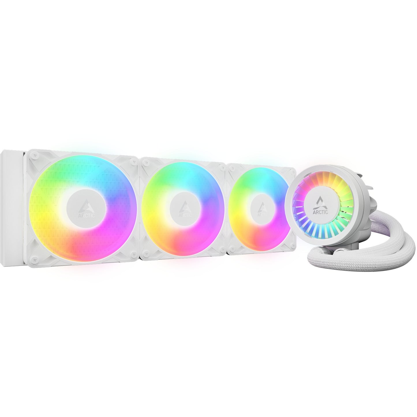 ARCTIC Liquid Freezer III Pro 360 A-RGB (bijela) - Višekompatibilni all-in-one CPU vodeni hladnjak sa A-RGB. Hlađenje tečnošću. 12 cm. 131 m³/h. Bijela