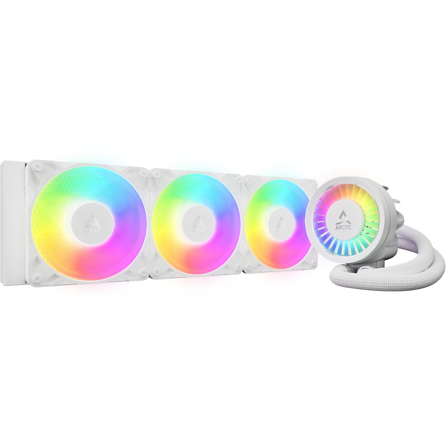 ARCTIC Liquid Freezer III Pro 360 A-RGB (bijela) - Višekompatibilni all-in-one CPU vodeni hladnjak sa A-RGB. Hlađenje tečnošću. 12 cm. 131 m³/h. Bijela