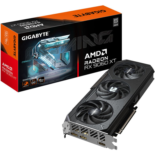 GIGABYTE Radeon RX 9060 XT GAMING OC 8G grafička kartica - 8GB GDDR6. 128bit. PCI-E 5.0. 3320 MHz takt jezgra. 2 x DisplayPort 1 x HDMI GV-R9060XTGAMING OC-8GD. Radeon RX 9060 XT. 8GB. GDDR6. 128 bita. 7680 x 4320 piksela. PCI Express x16 5.0