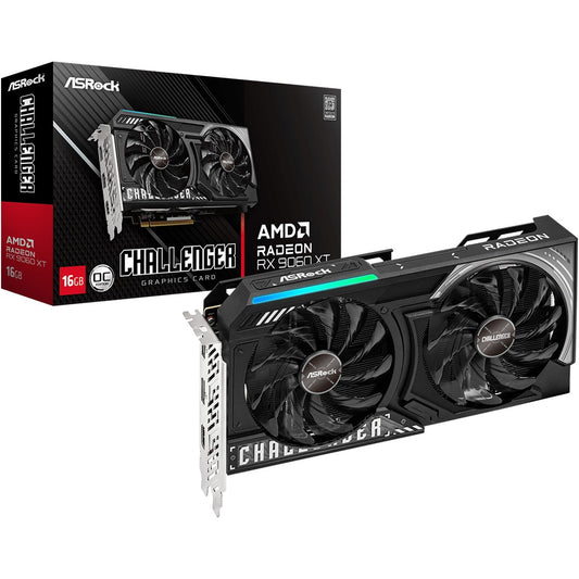 Asrock AMD Radeon RX 9060 XT Challenger 16GB OC. Radeon RX 9060 XT. 16 GB. GDDR6. 128 bita. 7680 x 4320 piksela. PCI Express x16 5.0
