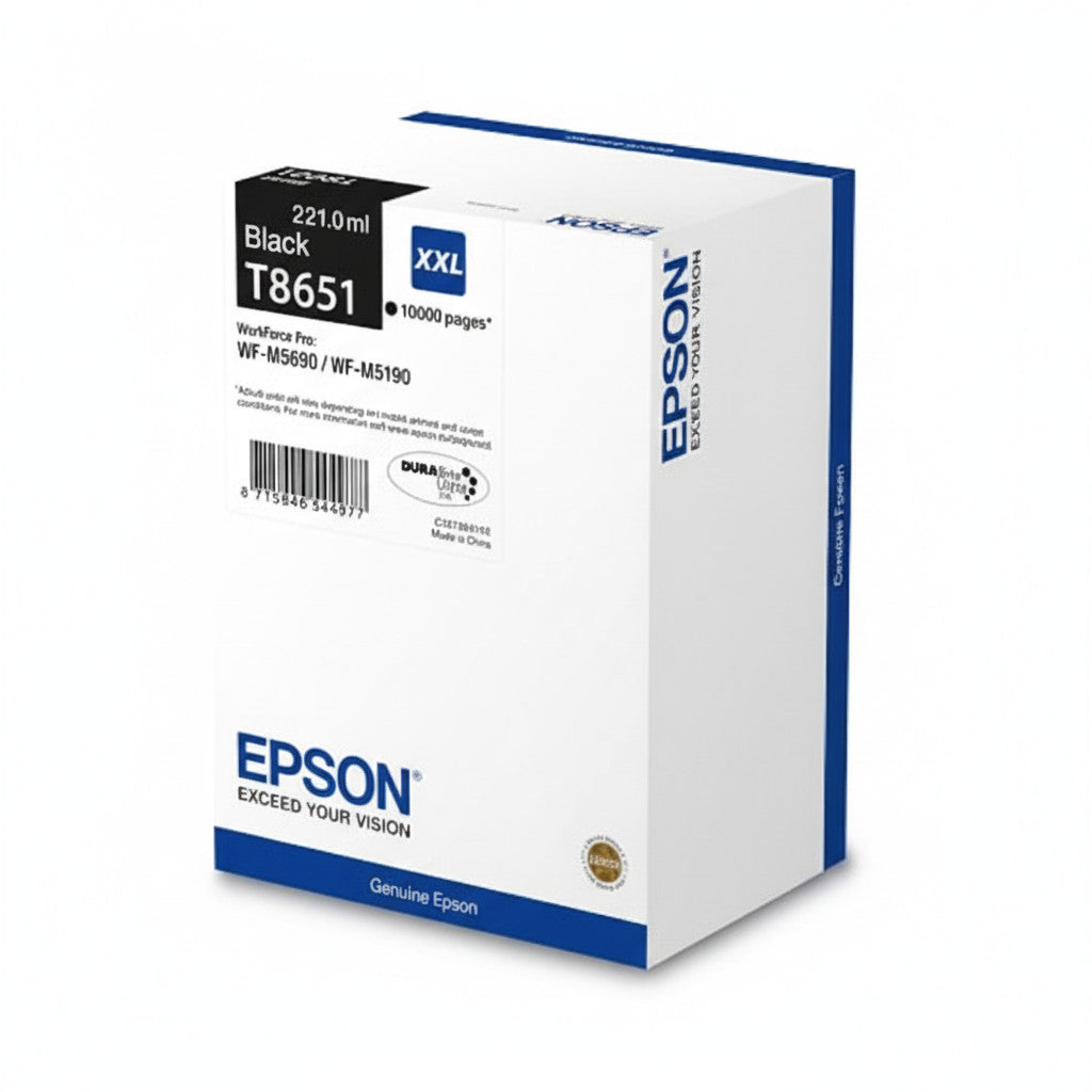 Epson crni kertridž sa tintom 10K. Izuzetno visok (super) prinos. Crna. Tinta na bazi pigmenta. 221 ml. 1 komad. 10.000 stranica.