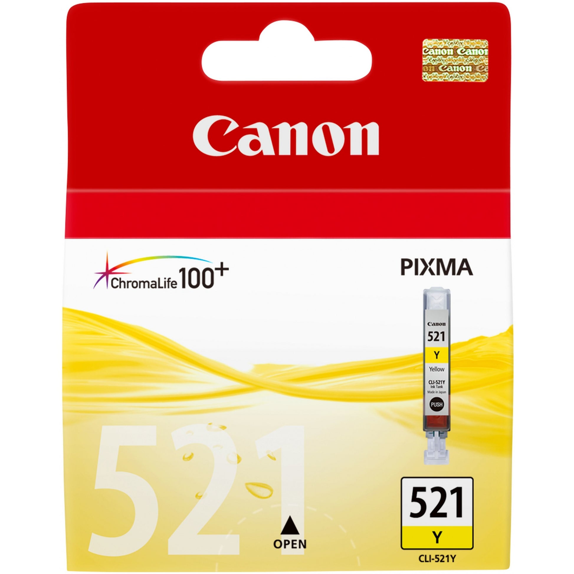 Canon CLI-521Y žuta tinta. Žuta. Tinta na bazi pigmenta. 1 komad. Pojedinačno pakovanje.