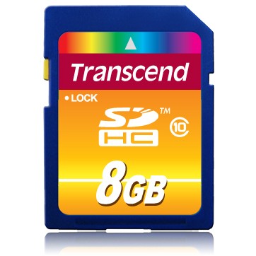 Transcend TS8GSDHC10. 8 GB. SDHC. Klasa 10. NAND. 30 MB/s. Crna.