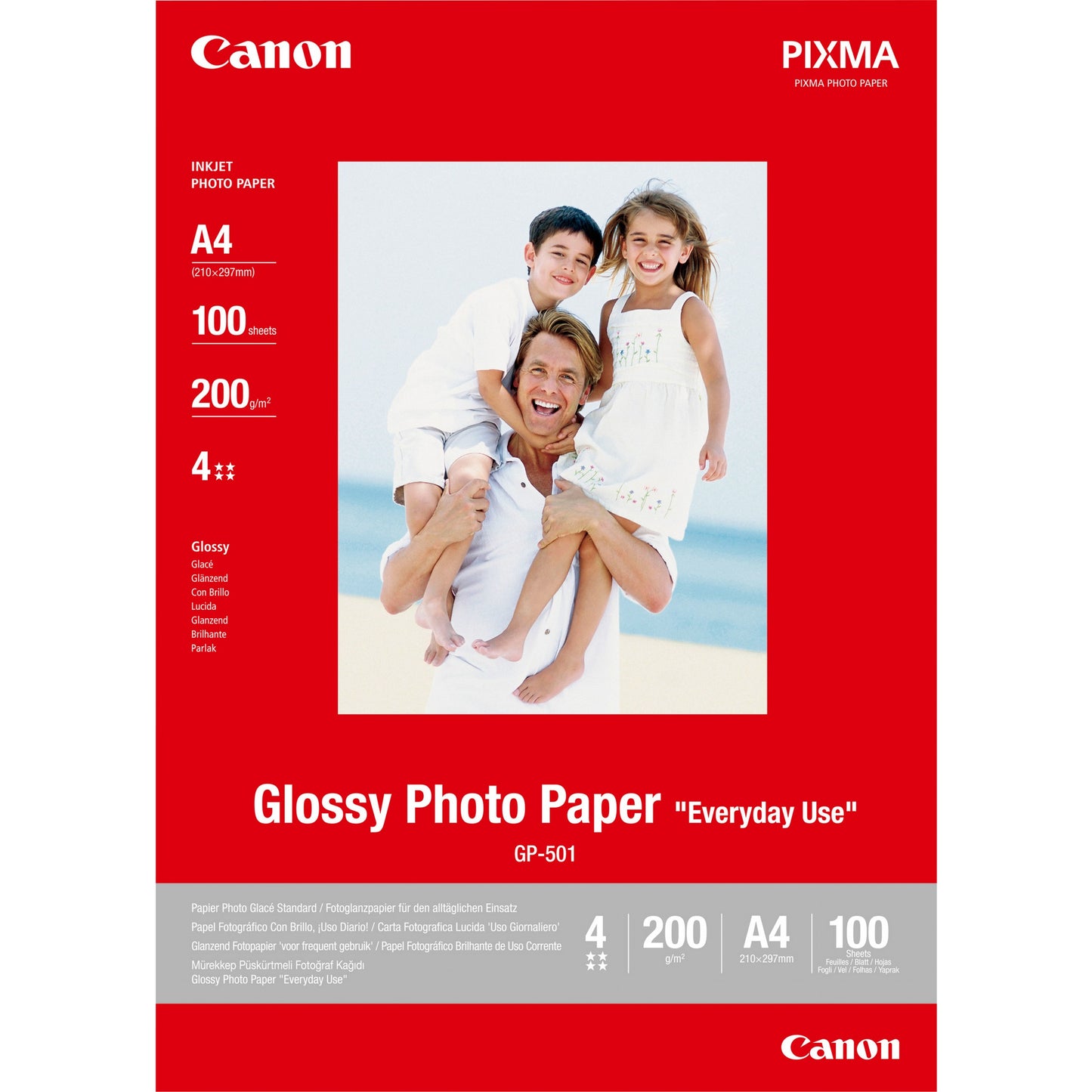 Canon GP-501 sjajni foto papir A4 – 100 listova. Sjajni. 200 g/m². A4. 100 listova. 210 x 297 mm