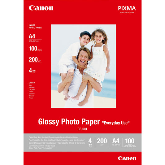 Canon GP-501 sjajni foto papir A4 – 100 listova. Sjajni. 200 g/m². A4. 100 listova. 210 x 297 mm