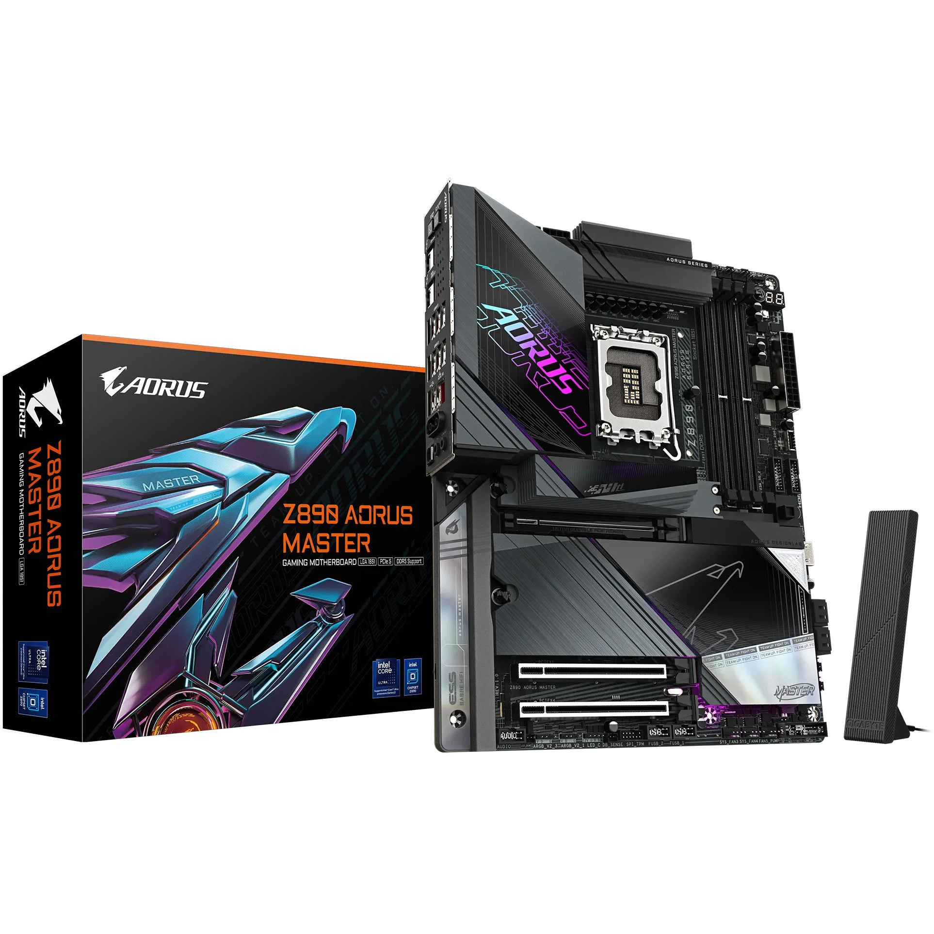 GIGABYTE Z890 AORUS MASTER matična ploča - Podržava Intel Core Ultra (Serija 2) procesore. 18+1+2 fazni VRM. Do 9500MHz DDR5 (OC). 2x PCIe 5.0 + 3x PCIe 4.0. Wi-Fi 7. 10GbE LAN. Thunderbolt 4. Intel. LGA 1851 (Socket V1). Intel Core Ultra (Serija 2). LGA 1851. 256 GB DDR5 SDRAM.