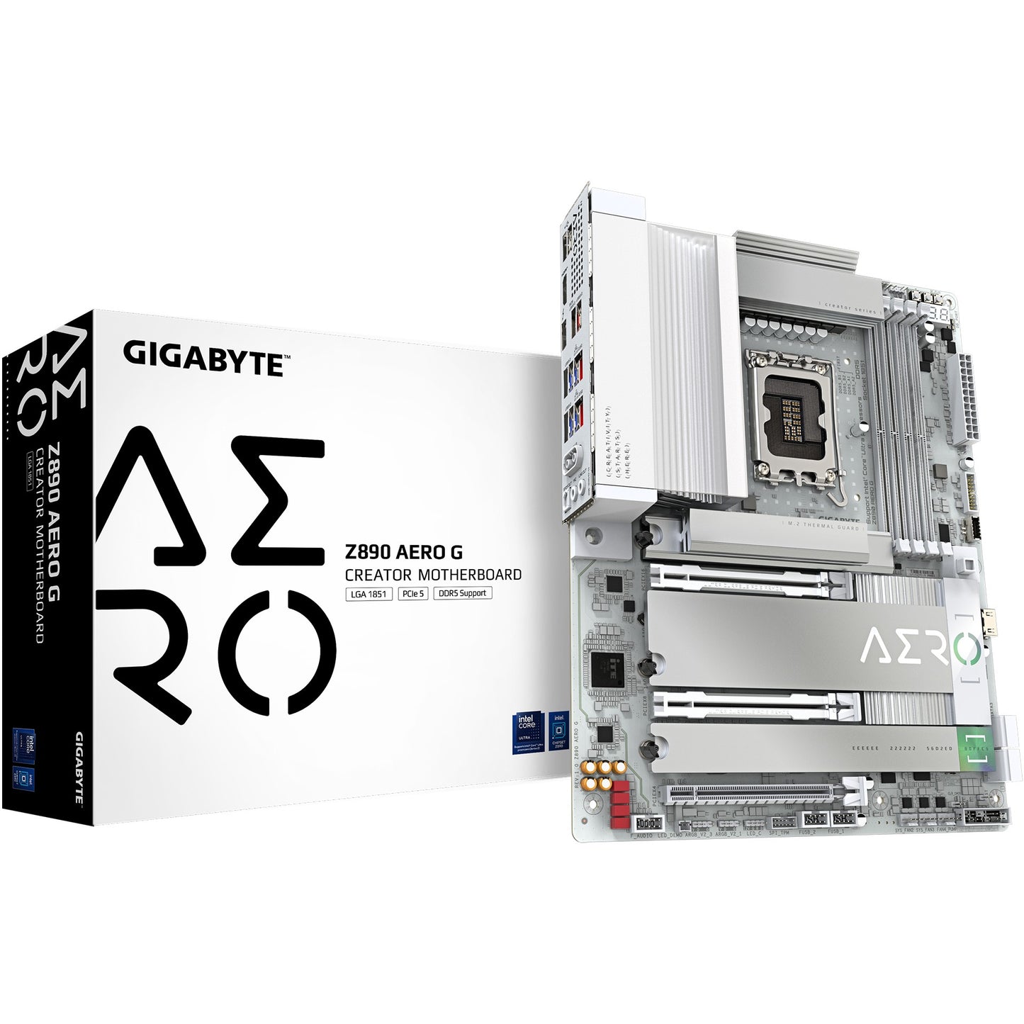 GIGABYTE Z890 AERO G matična ploča - Podržava Intel Core Ultra (Serija 2) procesore. 16+1+2 fazni VRM. Do 8800MHz DDR5 (OC). 1x PCIe 5.0 + 4x PCIe 4.0. Wi-Fi 7. 2.5GbE LAN. Thunderbolt 4. Intel. LGA 1851 (Socket V1). Intel Core Ultra (Serija 2). LGA 1851. DDR5 SDRAM. 256 GB