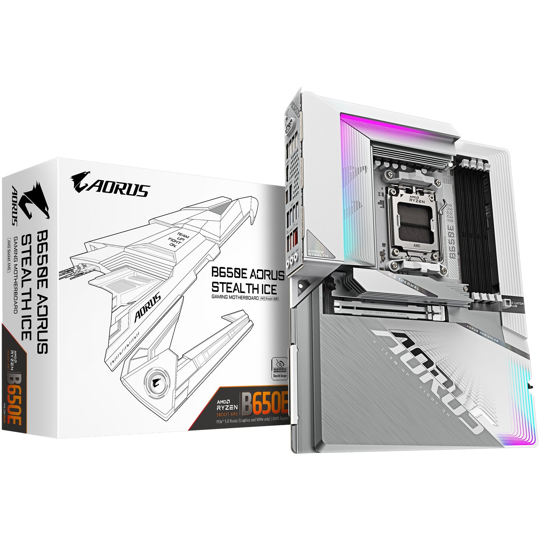 GIGABYTE B650E AORUS STEALTH ICE matična ploča - AMD Ryzen 9000 serija. 12+2+2 fazni VRM. Do 8000 MHz DDR5 (OC). 1x PCIe 5.0 + 2x PCIe 4.0 M.2. 2.5 GbE LAN. Wi-Fi 7. USB 3.2 Gen 2x2. AMD. Podnožje AM5. AMD Ryzen 7000 serija. AMD Ryzen 8000 serija. AMD Ryzen 9000 serija. Podnožje AM5. DDR5 SDRAM. 256 GB