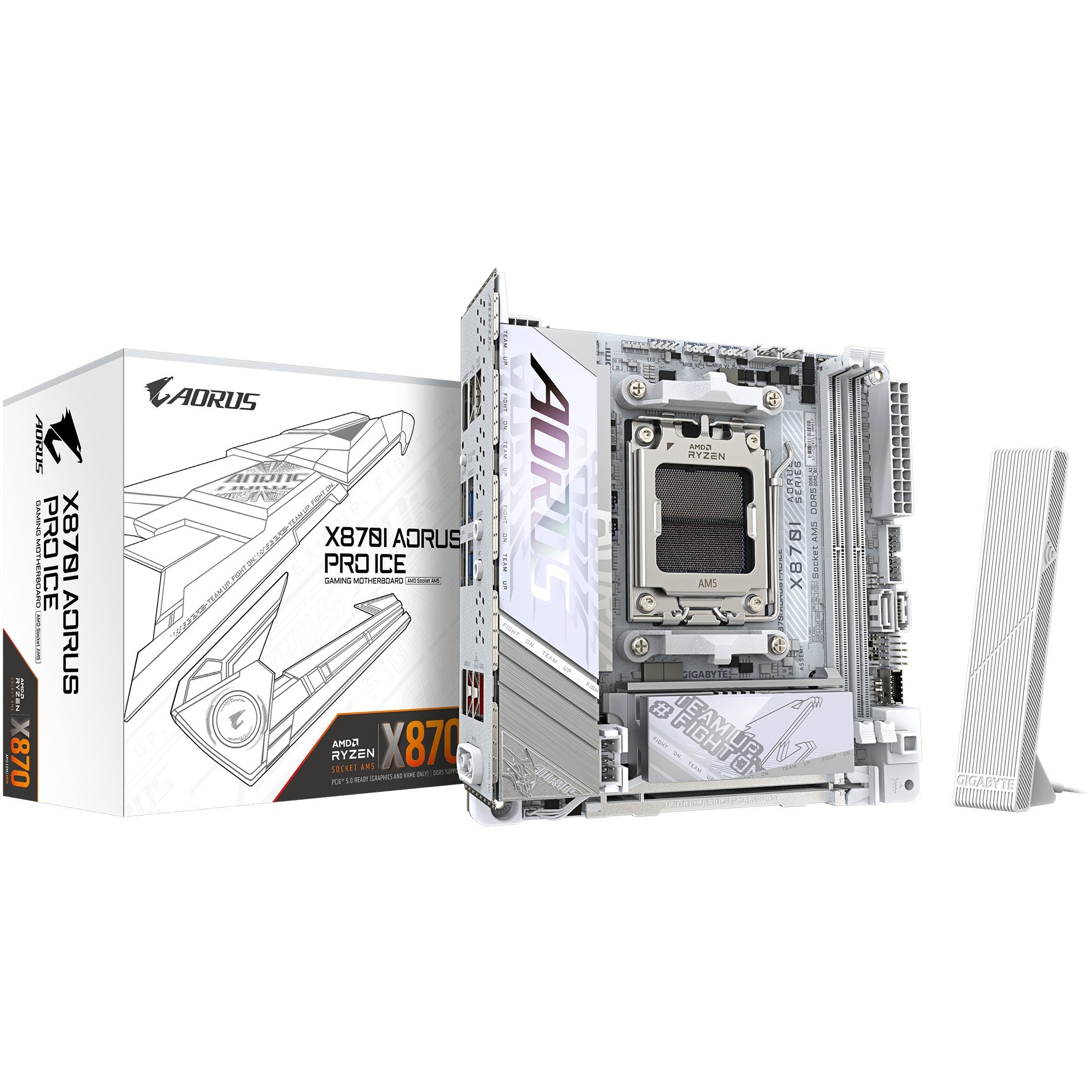 GIGABYTE X870I AORUS PRO ICE matična ploča - Podržava AMD Ryzen 9000 seriju procesora. 8+2+1 fazni VRM. Do 8400 MHz DDR5 (OC). 1x PCIe 5.0 M.2 + 1x PCIe 4.0 M.2. Wi-Fi 7. 2.5 GbE LAN. USB 4. AMD. Podnožje AM5. AMD Ryzen 7000 serija. AMD Ryzen 8000 serija. AMD Ryzen 9000 serija. Podnožje AM5. DDR5 SDRAM. 128 GB