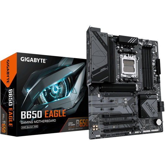 GIGABYTE B650 EAGLE matična ploča - AMD Ryzen 9000 serija. 12+2+2 faze VRM. do 7600 MHz DDR5 (OC). 1xPCIe 5.0 + 2xPCIe 4.0 M.2. GbE LAN. USB 3.2 Gen 2. AMD. Socket AM5. AMD Ryzen 7000 serija. AMD Ryzen 8000 serija. AMD Ryzen 9000 serija. Socket AM5. DDR5 SDRAM. 256GB