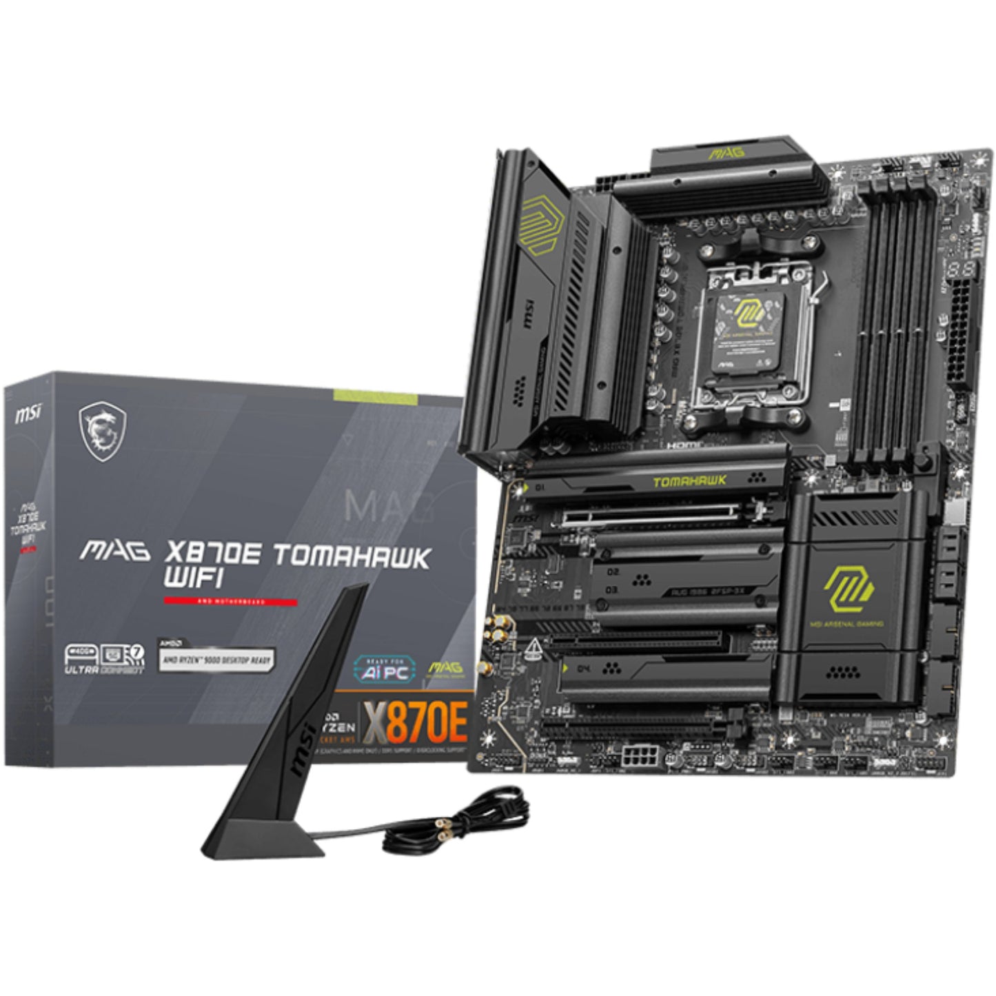 MSI MAG X870E TOMAHAWK WIFI. AMD. Podnožje AM5. AMD Ryzen 7000 serija. AMD Ryzen 8000 serija. AMD Ryzen 9000 serija. Podnožje AM5. 256GB. DDR5 SDRAM