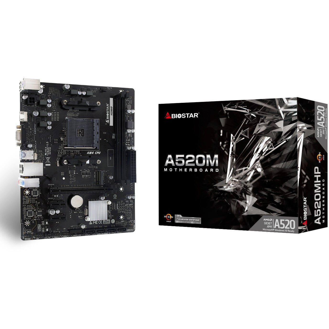 Biostar A520MHP. AMD. Podnožje AM4. AMD Ryzen 3000 serija. AMD Ryzen 4000 serija. AMD Ryzen 5000 serija. Podnožje AM4. DDR4 SDRAM. 64GB