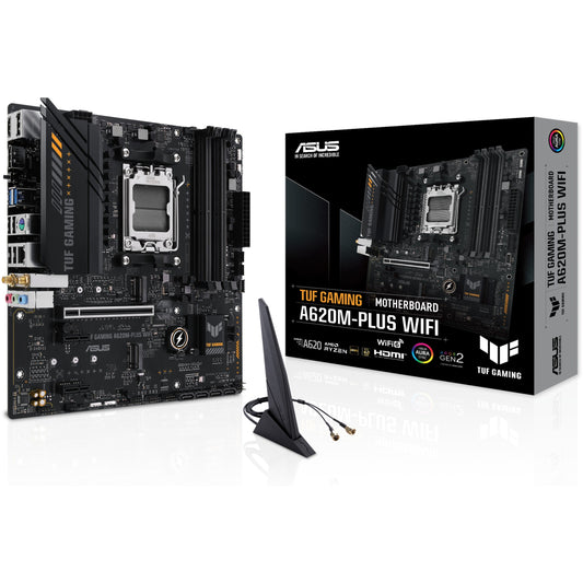 ASUS TUF GAMING A620M-PLUS WIFI. AMD. Podnožje AM5. AMD Ryzen 7000 serija. DDR5-SDRAM. 128 GB. Dvokanalni.