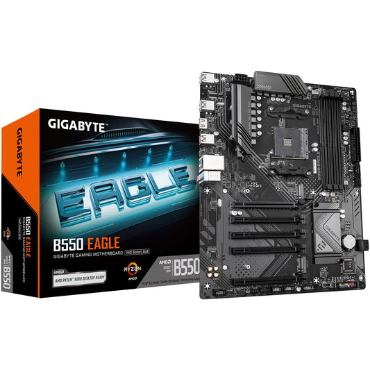 GIGABYTE B550 EAGLE matična ploča - AMD Ryzen 5000 G-serija CPU-i. 10+3+1 faze VRM. do 3200 MHz DDR4. 1xPCIe 4.0 + 1xPCIe 3.0 M.2. 1GbE LAN. USB 3.2 Gen 2. AMD. Socket AM4. AMD Ryzen 3000 serija. AMD Ryzen 4000 serija. AMD Ryzen 5000 serija
