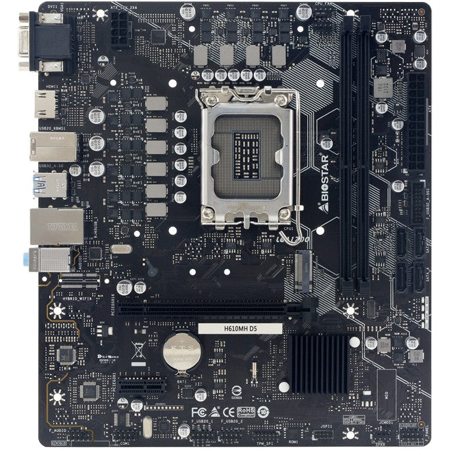 Biostar H610MH D5. Intel. LGA 1700. Intel® Celeron®. Intel® Core™ i3. Intel Core i3 12. generacije. Intel® Core™ i5. Intel Core i5.... DDR5-SDRAM. 96 GB. DIMM